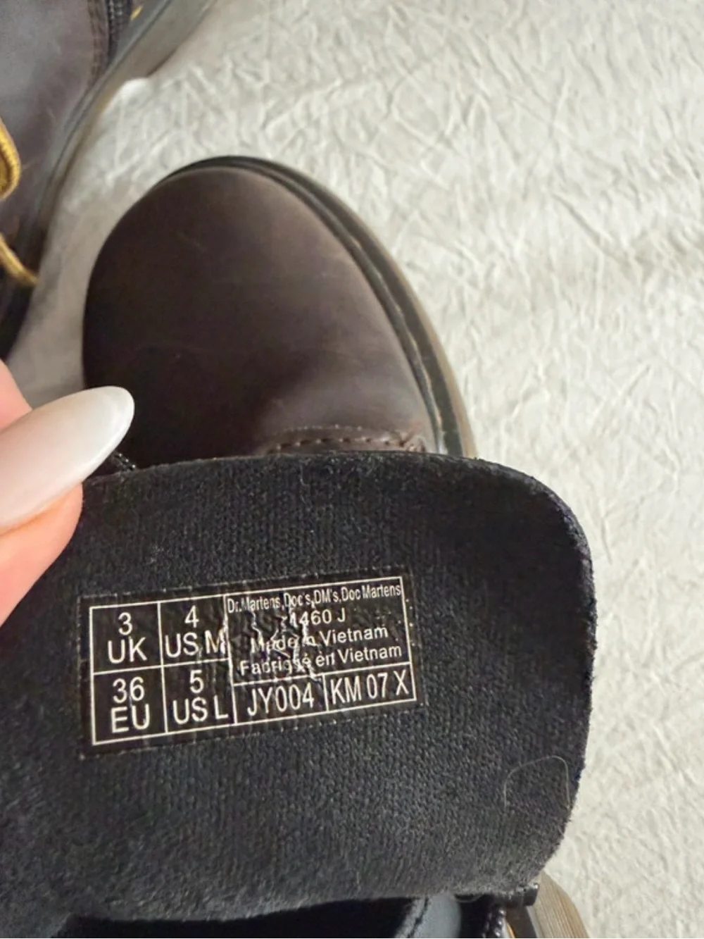Dr. Martens Kids Brown Leather Lace-Up Boots with Yellow Laces